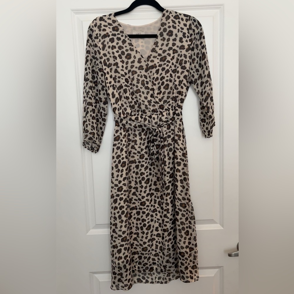 NWOT Loft Cheetah Print Midi Dress